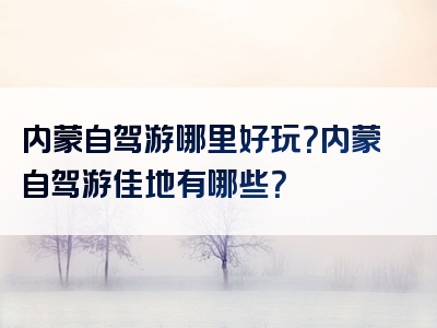 内蒙自驾游哪里好玩？内蒙自驾游佳地有哪些？