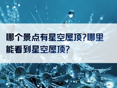 哪个景点有星空屋顶？哪里能看到星空屋顶？