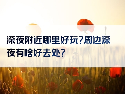 深夜附近哪里好玩？周边深夜有啥好去处？