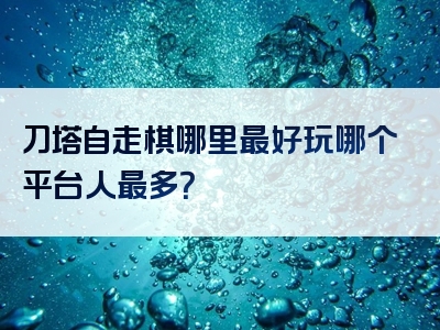 刀塔自走棋哪里最好玩哪个平台人最多？