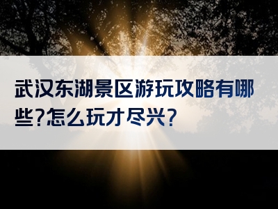 武汉东湖景区游玩攻略有哪些？怎么玩才尽兴？