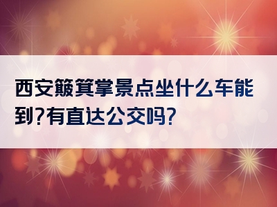 西安簸箕掌景点坐什么车能到？有直达公交吗？