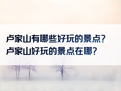 卢家山有哪些好玩的景点？卢家山好玩的景点在哪？