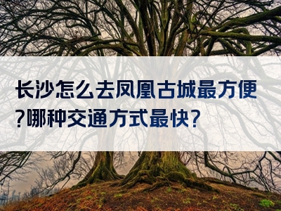 长沙怎么去凤凰古城最方便？哪种交通方式最快？