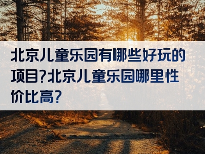 北京儿童乐园有哪些好玩的项目？北京儿童乐园哪里性价比高？