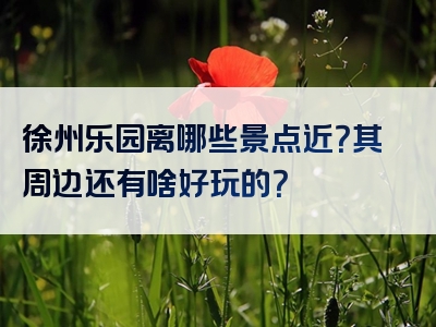 徐州乐园离哪些景点近？其周边还有啥好玩的？