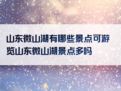 山东微山湖有哪些景点可游览山东微山湖景点多吗