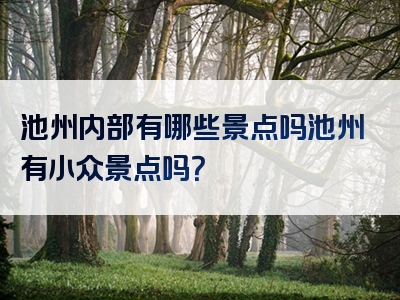 池州内部有哪些景点吗池州有小众景点吗？