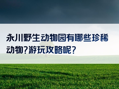 永川野生动物园有哪些珍稀动物？游玩攻略呢？