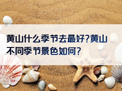 黄山什么季节去最好？黄山不同季节景色如何？