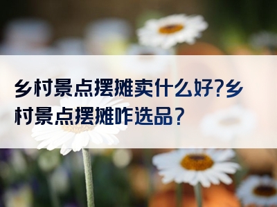 乡村景点摆摊卖什么好？乡村景点摆摊咋选品？