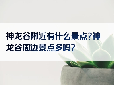 神龙谷附近有什么景点？神龙谷周边景点多吗？