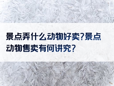 景点弄什么动物好卖？景点动物售卖有何讲究？