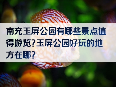 南充玉屏公园有哪些景点值得游览？玉屏公园好玩的地方在哪？