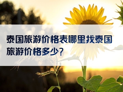 泰国旅游价格表哪里找泰国旅游价格多少？