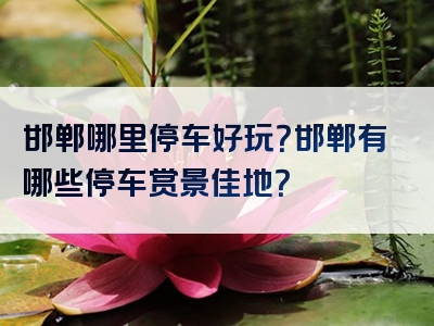 邯郸哪里停车好玩？邯郸有哪些停车赏景佳地？
