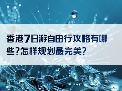 香港7日游自由行攻略有哪些？怎样规划最完美？