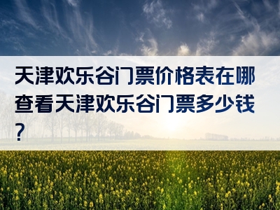 天津欢乐谷门票价格表在哪查看天津欢乐谷门票多少钱？