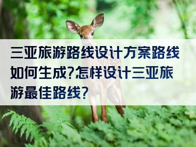 三亚旅游路线设计方案路线如何生成？怎样设计三亚旅游最佳路线？