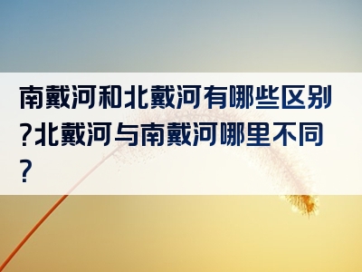 南戴河和北戴河有哪些区别？北戴河与南戴河哪里不同？