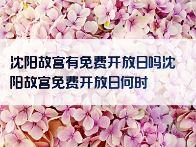 沈阳故宫有免费开放日吗沈阳故宫免费开放日何时