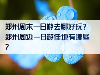 郑州周末一日游去哪好玩？郑州周边一日游佳地有哪些？