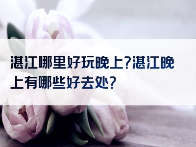 湛江哪里好玩晚上？湛江晚上有哪些好去处？