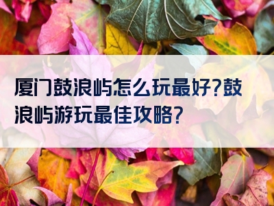 厦门鼓浪屿怎么玩最好？鼓浪屿游玩最佳攻略？