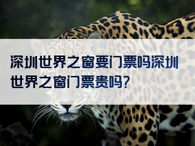 深圳世界之窗要门票吗深圳世界之窗门票贵吗？