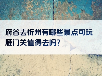 府谷去忻州有哪些景点可玩雁门关值得去吗？