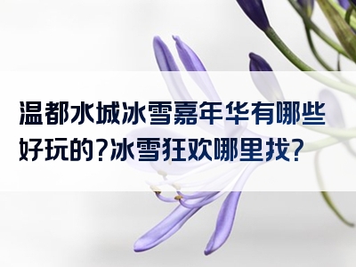 温都水城冰雪嘉年华有哪些好玩的？冰雪狂欢哪里找？
