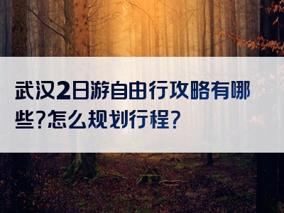 武汉2日游自由行攻略有哪些？怎么规划行程？
