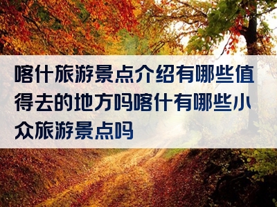 喀什旅游景点介绍有哪些值得去的地方吗喀什有哪些小众旅游景点吗