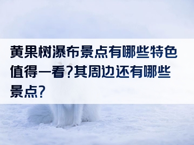 黄果树瀑布景点有哪些特色值得一看？其周边还有哪些景点？