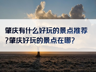 肇庆有什么好玩的景点推荐？肇庆好玩的景点在哪？