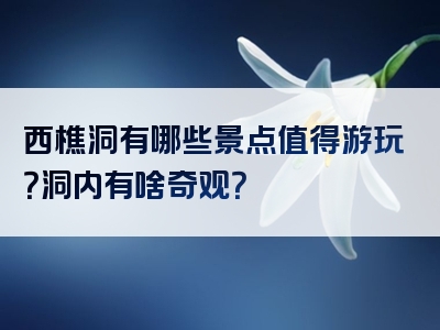 西樵洞有哪些景点值得游玩？洞内有啥奇观？