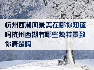 杭州西湖风景美在哪你知道吗杭州西湖有哪些独特景致你清楚吗