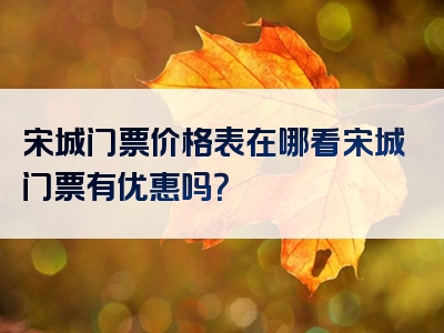 宋城门票价格表在哪看宋城门票有优惠吗？