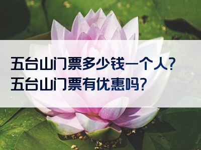五台山门票多少钱一个人？五台山门票有优惠吗？