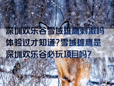 深圳欢乐谷雪域雄鹰刺激吗体验过才知道？雪域雄鹰是深圳欢乐谷必玩项目吗？