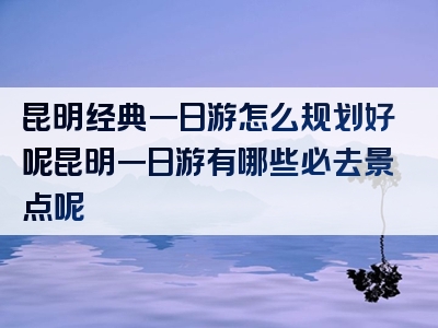 昆明经典一日游怎么规划好呢昆明一日游有哪些必去景点呢