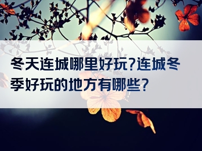 冬天连城哪里好玩？连城冬季好玩的地方有哪些？