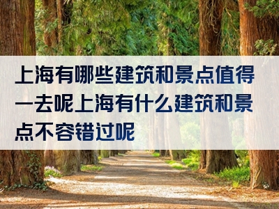 上海有哪些建筑和景点值得一去呢上海有什么建筑和景点不容错过呢