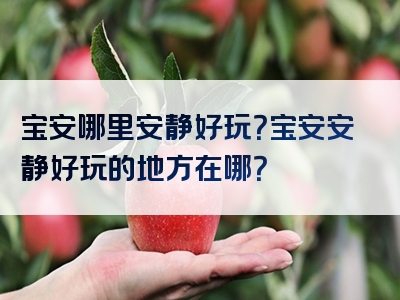 宝安哪里安静好玩？宝安安静好玩的地方在哪？