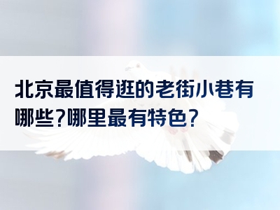 北京最值得逛的老街小巷有哪些？哪里最有特色？