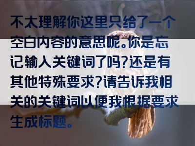 不太理解你这里只给了一个空白内容的意思呢。你是忘记输入关键词了吗？还是有其他特殊要求？请告诉我相关的关键词以便我根据要求生成标题。