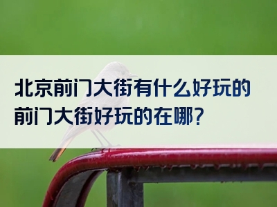 北京前门大街有什么好玩的前门大街好玩的在哪？