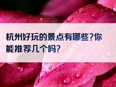 杭州好玩的景点有哪些？你能推荐几个吗？