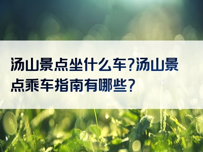 汤山景点坐什么车？汤山景点乘车指南有哪些？