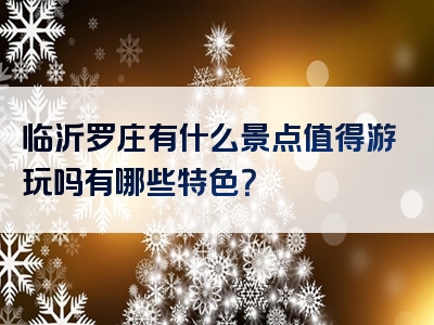 临沂罗庄有什么景点值得游玩吗有哪些特色？